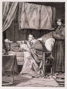 Kardinal Richelieu på dødsleiet til far Joseph - gravering av Unknown artist