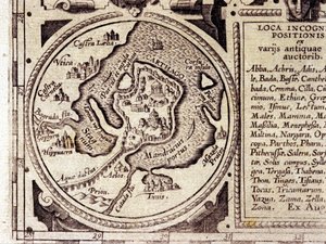 Kartago utsikt over Tunisbukta i et historisk atlas fra 1600-tallet. av Unknown artist