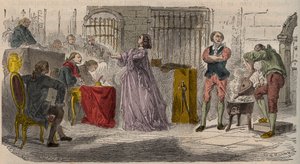 Tilfellet av kragen, rettssaken (1785-1786): Jeanne de Valois-Saint-Remy (Valois Saint Remy), grevinne de La Motte (Lamotte) eller grevinne de La Motte Valois (Lamotte-Valois, La Motte-Valois) ( 1756-1791) før parlamentet i Paris. Gravering fra 1800-tallet av Unknown artist
