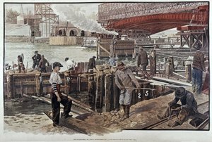 Bygging av Alexandre III-broen - i "" Le petit journal"" 05/1899 av Unknown artist