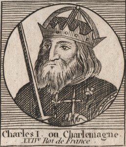 Charlemagne (Carolus Magnus, Charles the Great) (747-814) Frankenes konge og den kristne keiseren av Vesten - gravering fra "Instruction sur l