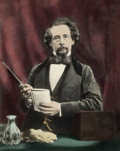 Charles Dickens (1812-1870) under en lesning rundt 1860. av Unknown artist
