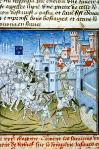Charles Martel i Poitiers, 732 - Miniatyr av det 14. århundre (ref. 512, 074r) Forespørsel om tillatelse til kommunalbiblioteket i Toulouse (tlf: 05 62 27 66 66) av Unknown artist