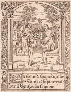 Karl den femte mottar keiser Charles IV, den hellige romerske keiseren og kongen av Böhmen av Unknown