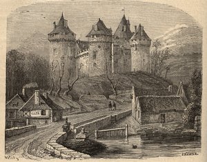 Chateau de Combourg - Ille-et-Vilaine Bretagne - gravering i "" PATRIE" - PECTUREQUIREQUE BESKRIVELSE AV FRANKRIKE I 6 BIND AV LUCIEN HUARD - slutten av 1800-tallet av Unknown artist
