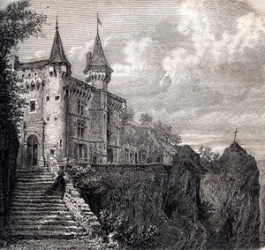 Chateau de la Rochelambert (chateau-de-la-rochelambert) ved Saint Paulien - Haute-Loire - Auvergne-Rhone-Alpes - gravering rundt 1867 av Unknown artist