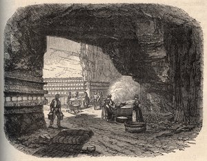 Oster - roquefortkjellere - gravering i "" PATRIE"" - PECTUREQUIREQUE BESKRIVELSE AV FRANKRIKE I 6 BIND AV LUCIEN HUARD - slutten av 1800-tallet av Unknown artist