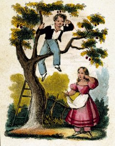 Kirsebærplukking - chromo., slutten av 1800-tallet av Unknown artist