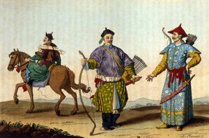Kinesiske militærmandariner fra forskjellige tidsepoker - i” Le costume ancien et moderne””” av J. Ferrario, red. Milan av Unknown artist