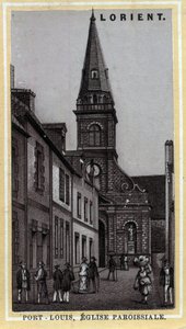 Church parish of Port Louis (Port Louis) Pays de Lorient, Morbihan, Brittany. Chromolithography of the late 19th century. av Unknown artist