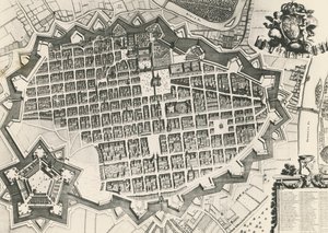 Bykart over Torino med citadellet av Unknown artist