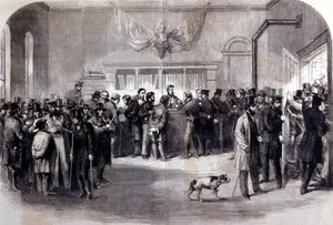 Borgerkrig (1861 - 1865), amerikansk borgerkrig. Vernepliktsfrie ribber foran fritakskontorene. New York. av Unknown artist