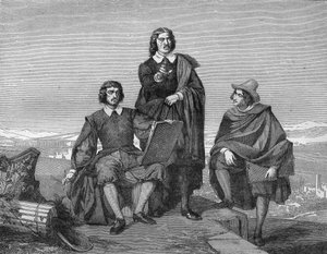 Claude Lorrain, Nicolas Poussin og Gaspard Dughet (Guaspre Poussin) i den romerske regionen. Gravering av 1800-tallet. av Unknown artist