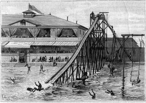 Coaster in Bridgeport, Connecticut, USA. in “La Nature. Review of sciences and their applications to the arts and industry.” 1888 av Unknown artist