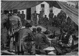 Hanekamp i Belgia i 1888 i "" le journal de la Jeunesse "" fra 1888. av Unknown artist