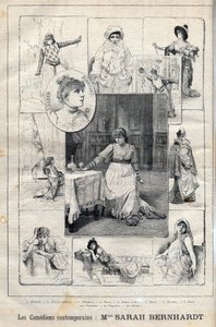 Comedian Sarah Bernhardt (1844-1923) in Macbeth - Pierrot assassin - Theodora - Tosca - Joan of Arc - Tosca - Hernam - Lady of the Camelias - Cleopatra - Phedron - engraving in “The illustrious Progress”” of 1895 av Unknown artist
