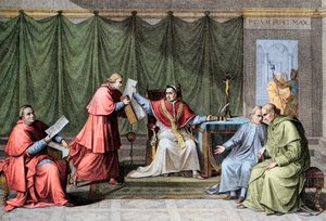 Konkordatet av 1801 - Underskrift av konkordatet mellom Frankrike og den hellige beleiringen (Saint Siege), av pave Pius VII (Pius) (1742-1823), 15. august av Unknown artist