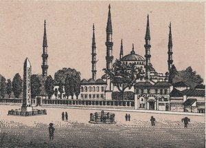 Konstantinopel, Tyrkia: utsikt over moskeen til Sultan Achmed (Moskeen til Sultan Achmed). i "" Verden illustrerer 168 visninger"" Udatert (slutten av 1800-tallet) av Unknown artist