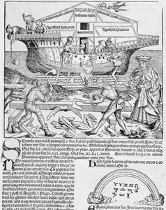 Bygging av Noahs ark - i "" Chronicle of Nuremberg"" av Unknown artist