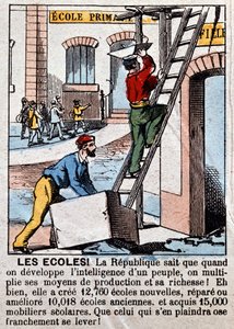 Bygging av skoler av arbeidere - i "" Le Figaro", mars 1889. av Unknown artist