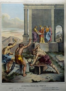 Bygging av Salomos tempel - i "" Holy History"", red. Hachette av Unknown artist