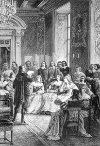 Corneille leser tragedien sin om Polyeucte på Hotel de Rambouillet - i "Histoire de France fra de fjerneste tider til 1789" av M. Guizot av Unknown artist