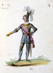 Kostyme for karakteren til Tancrede tegner av Gironi for operaen "Tancredi" "(Tancrede) av Gioacchino Rossini. 1813 av Unknown artist