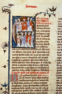 Council of Nicaea - manuskriptbelysning (gammel latinsk oversettelse av de første økumeniske konsilene tilskrevet Isidore), middelalder (ref. 365, 351r). B. Mr. Toulouse. Søknad om autorisasjon til Toulouse kommunale bibliotek (tlf: 05 62 27 66 av Unknown artist