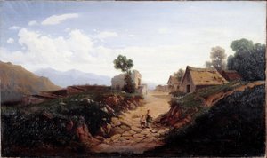 Landevei (olje på lerret av Unknown artist