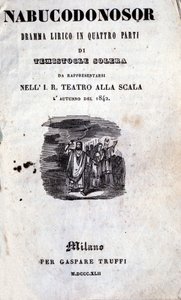 Omslag til den første librettoen til Nabucco av Giuseppe Verdi (1813 - 1901), som først ble kalt Nabucodonosor av Unknown artist