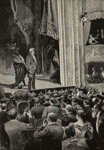 Publikum jubler over Giuseppe Verdi (1813–1901) ved slutten av operaen Falstaff, 18. april av Unknown Artist
