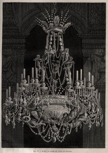 Krystalllysekrone fra Baccarat-fabrikken - - gravering i 