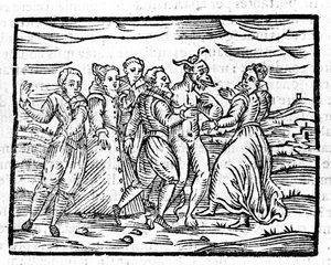Dance with the Devil av Francesco Guaccio “” Compendium Maleficarum”” Milano 1608 av Unknown artist