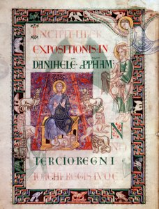 Daniel i løvens hule reddet av profeten Habakkuk (Habakkuk, Habakkuk, Habakkuk, Habakkuk, Habakkuk) Miniatyr hentet fra manuskriptet "Ancient History to Caesar", av Saint John of Acre av Unknown artist