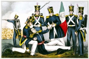 Death of Colonel Clay, Battle of Buena Vista in 1847, Mexican War av Unknown artist