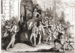 Ødeleggelse av bygningene i Lyon under den franske revolusjonen. av Unknown artist