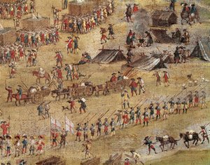 Detalj av Richelieus tropper under beleiringen av La Rochelle (olje på lerret, ca. 1640) av Unknown artist