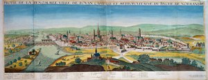 Detaljert utsikt over byen Rouen i Normandie. Gravering fra 1600-tallet. Paris B.N. av Unknown artist