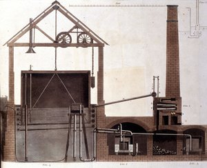 Diagram som forklarer kullgassproduksjon, London 1815. av Unknown artist