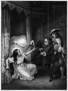 Diane de Joannis de Châteaublanc de Roussan, markis av GANGES (1635-1667) myrdet av sine to brødre i trinn, abbeden og ridderen av Ganges. Gravering fra 1847. av Unknown artist