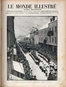 Disaster of the well Sainte Eugenie - The funeral of the victims of the disaster of Montceau les Mines (Montceau-les-Mines) in Burgundy - Engraving in “Le monde illustrious”” of 1895 av Unknown artist