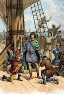 Discovery of America av Christopher Columbus (Cristoforo Colombo) i 1492. av Unknown artist
