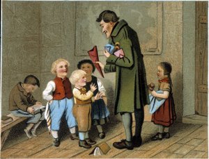 Utdeling av priser på skolen - kromolitografi, slutten av 1800-tallet av Unknown artist