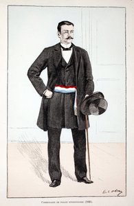Avdelingspolitikommissær (1896). Etsning i farger, for illustrasjon "" History of the corps of peacekeepers""" bok utgitt i regi av Louis Lepine (1846-1933) prefekt for politiet på Seinen, av Alfred Rey (1864-?) og Louis Iron av Unknown artist