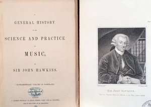 Dobbeltside og frontispice av General History Of The Science And Practice Of Music av John Hawkins av Unknown artist