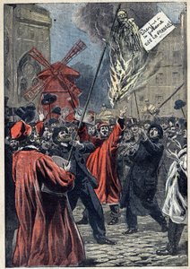 Dreyfus case - Paris - 1898: antisemite manisfestation in Montmartre. An effigy of Martin Dreyfus, Alfred