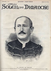 Dreyfus case: portrait of Alfred Dreyfus (1859-1935) after his degradation during the Rennes trial. Engraving in “” Le sun-du-dimanche””, August 13 av Unknown artist