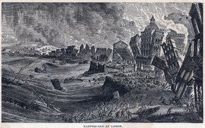 Jordskjelv fra Lisboa til Portugal 1. november 1755 av Unknown artist