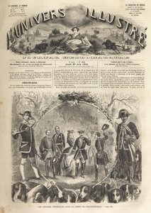 Keiser Napoleon III på jakt i Fontainebleau - 1861 - Imperiale jakt i Fontainebleau i nærvær av Napoleon III (1808-1873) og Imperatrice Eugenie (1826-1920). Det berømte universet i 1861 - av Unknown artist