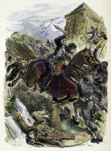 Keiser Othon kjemper mot de bestikkede bandene til paven - i «Histoire des popes», av Maurice Lachatre av Unknown artist